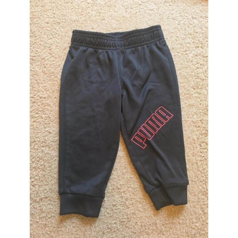 Puma Toddler Boys 2T Black & Red Athletic Jogger Sweatpants